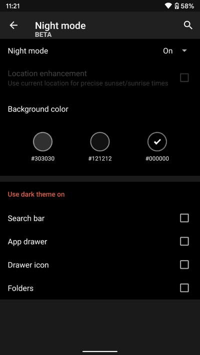 nova-night-mode_935adec67b324b146ff212ec4c69054f أفضل 5 Launch­ers لينشر للـ Android مع دعم السمة