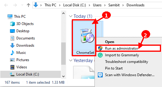 run-as-administrator إصلاح: فشل تثبيت Chrome - فشل تثبيت Google Chrome في بدء على Windows 10
