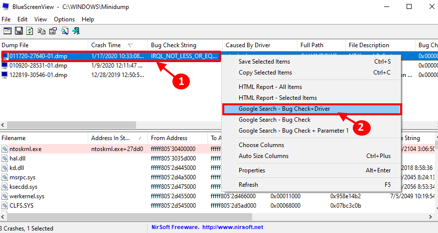 search-for-bsod كيفية قراءة ملفات تفريغ الذاكرة في Windows 10