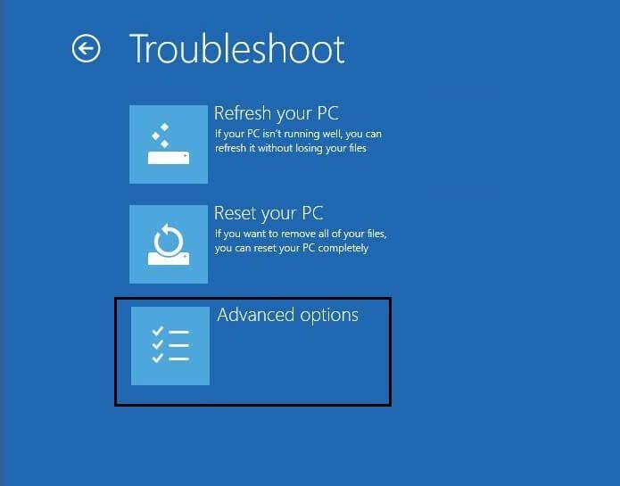 select-advanced-option-1 كيفية استخدام استعادة النظام على Windows 10