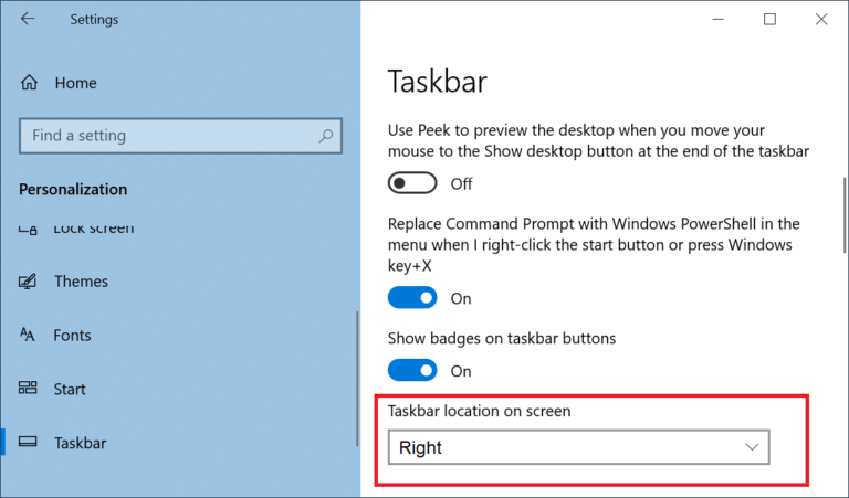 taskbar-location-768x451-1 كيف يمكنني نقل شريط المهام الخاص بي إلى أسفل الشاشة؟