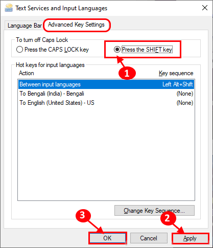 text-services-apply-ok إصلاح: Caps Lock عالق في Windows 10