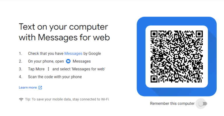 After-following-the-steps-Scan-QR-Code-displayed-on-your-laptop-screen.-768x399-1 إرسال رسائل نصية من جهاز الكمبيوتر باستخدام هاتف Android
