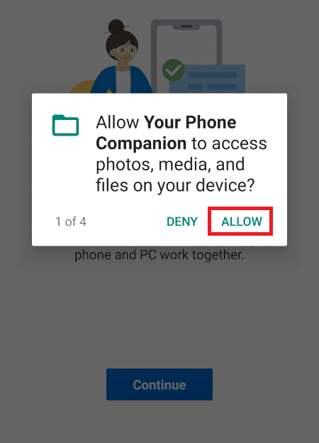 Allow-app-permissions-when-prompt. إرسال رسائل نصية من جهاز الكمبيوتر باستخدام هاتف Android