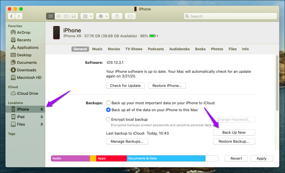 كيفية تغيير موقع النسخ الاحتياطي iPhone على Mac - %categories