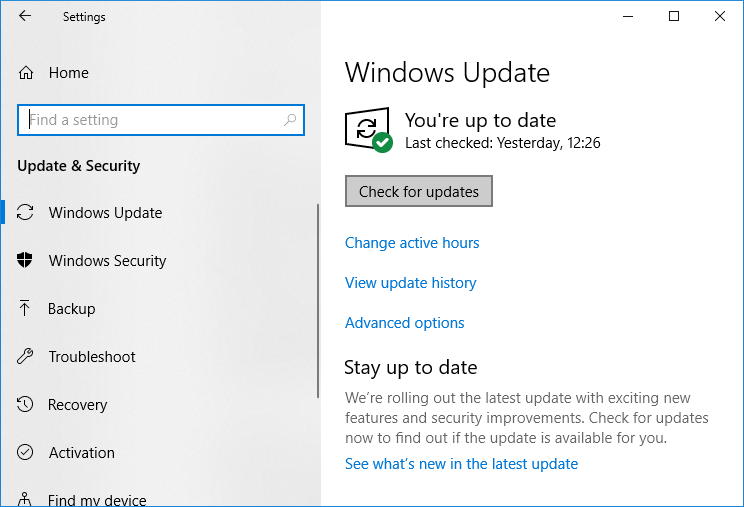 Verifique las actualizaciones de Windows 1 - إصلاح Fundir al dispositivo لا يعمل في Windows 10
