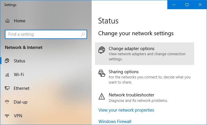 Click-Change-adapter-options إصلاح لا يتم تحميل مقاطع فيديو YouTube. "حدث خطأ ، أعد المحاولة لاحقًا"
