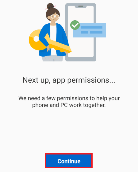 Click-continue-when-asked-for-app-permisions. إرسال رسائل نصية من جهاز الكمبيوتر باستخدام هاتف Android