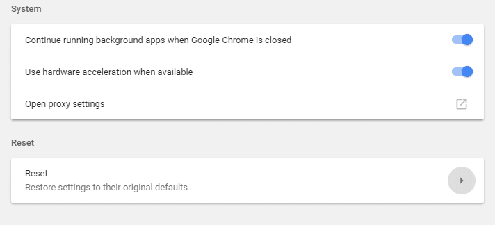 Click-on-Reset-column-in-order-to-reset-Chrome-settings إصلاح لا يتم تحميل مقاطع فيديو YouTube. "حدث خطأ ، أعد المحاولة لاحقًا"