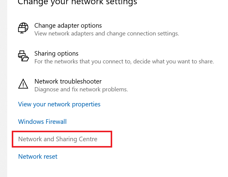 Click-on-the-Network-and-Sharing-Centre-link إصلاح Cast to Device لا يعمل في Windows 10