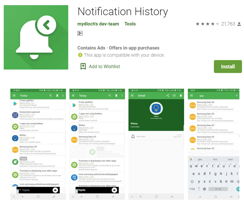 Notification-History أفضل 10 تطبيقات للإشعارات لـ Android (2025)