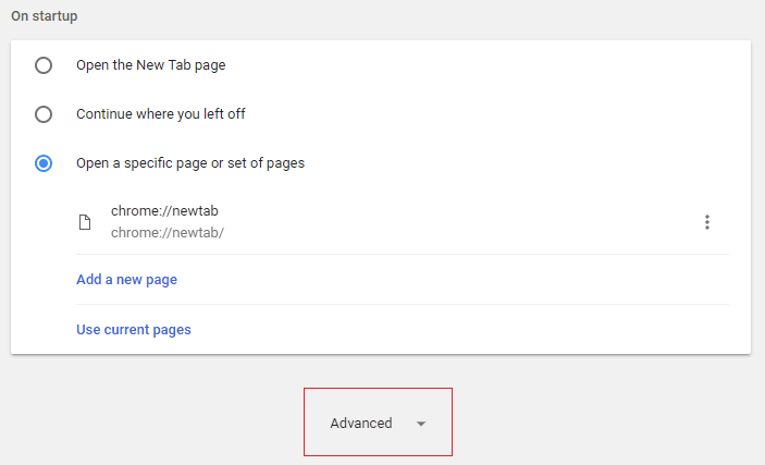 Now-in-the-settings-window-scroll-down-and-click-on-Advanced إصلاح لا يتم تحميل مقاطع فيديو YouTube. "حدث خطأ ، أعد المحاولة لاحقًا"
