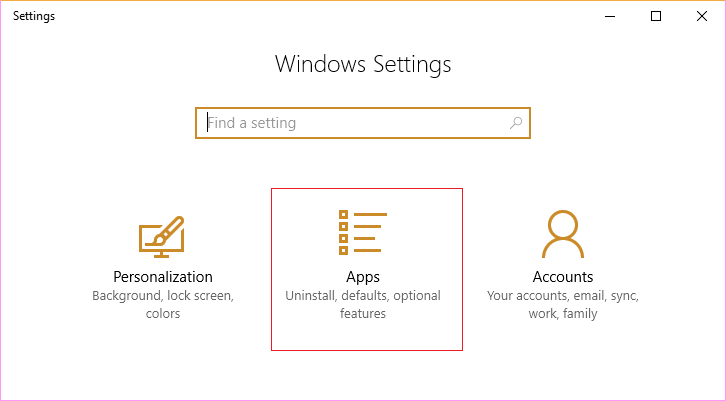 Open-Windows-Settings-then-click-on-Apps إصلاح لا يمكن بدء مجموعة Microsoft Solitaire