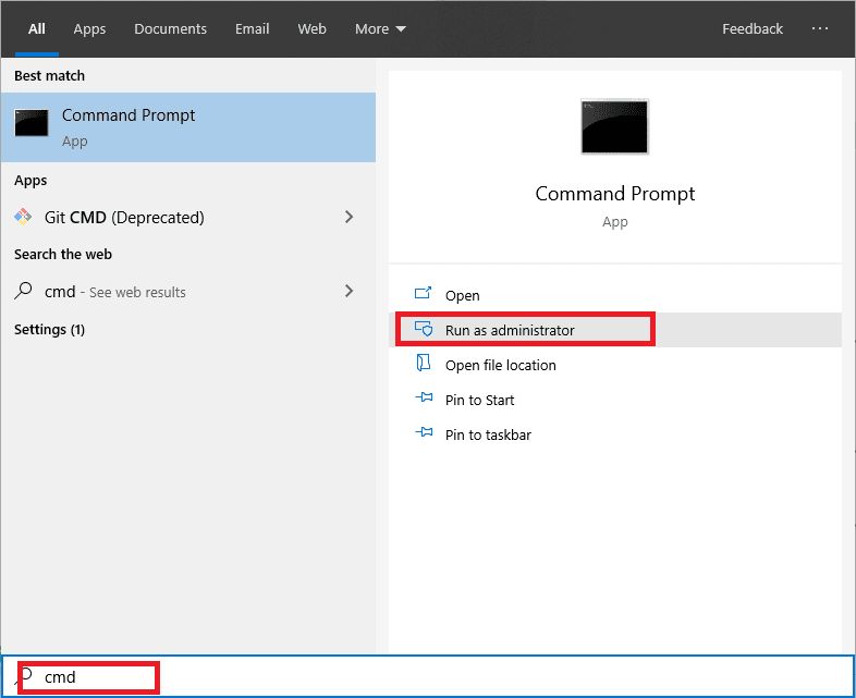 Open-the-elevated-command-prompt-by-pressing-the-Windows-key-S-type-cmd-and-choose-run-as-administrator. إصلاح لا يتم تحميل مقاطع فيديو YouTube. "حدث خطأ ، أعد المحاولة لاحقًا"