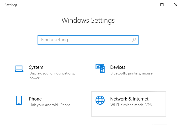 Clau de Windows per obrir la configuració A continuació, feu clic a Internet Internet - إلاح emès al dispositiu لا يعمل في windows 10