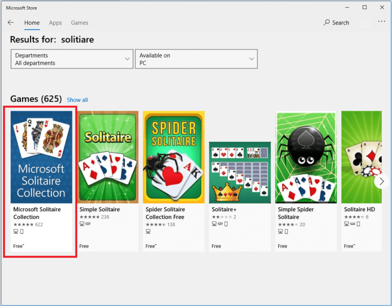 Search-for-Solitaire-and-click-on-the-Microsoft-Solitaire-Collection-result.-768x600-1 إصلاح لا يمكن بدء مجموعة Microsoft Solitaire