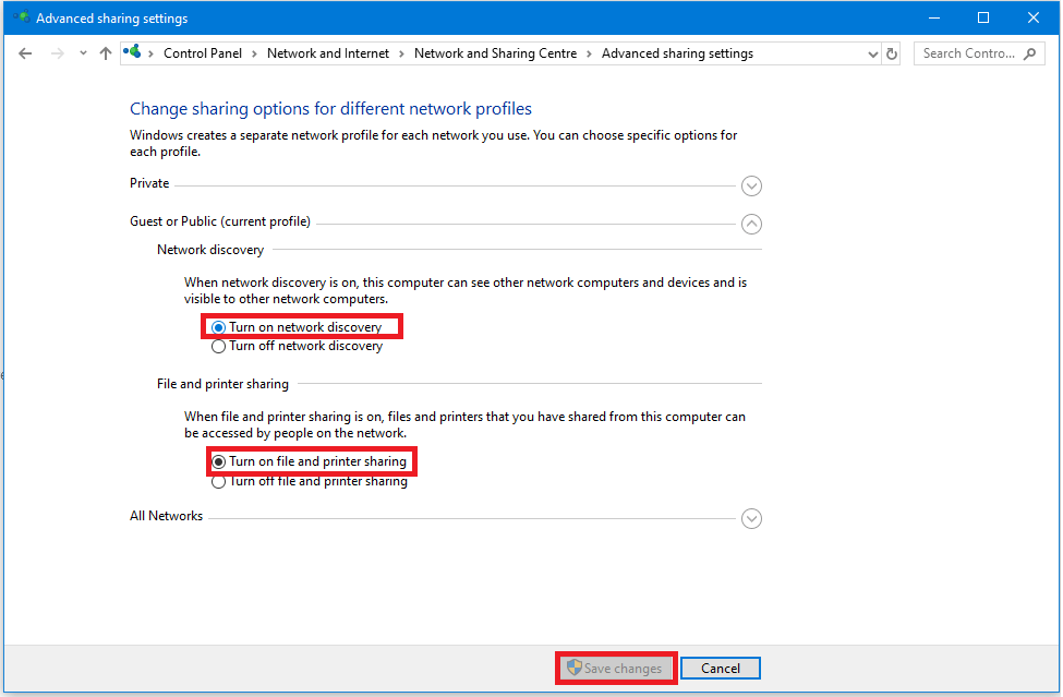 Encienda la red Discovery - إصلاح Reparto al dispositivo لا يعمل في Windows 10