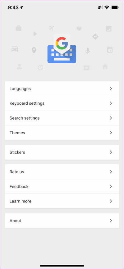 gboard-home_4d470f76dc99e18ad75087b1b8410ea9 أفضل 3 لوحات المفاتيح iOS مع ردود الفعل Haptic