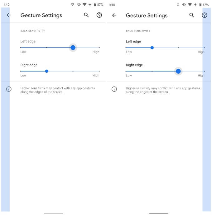 Android-11-back-gesture-sensitivity جميع ميزات Android 11 الجديدة في معاينة المطور 3