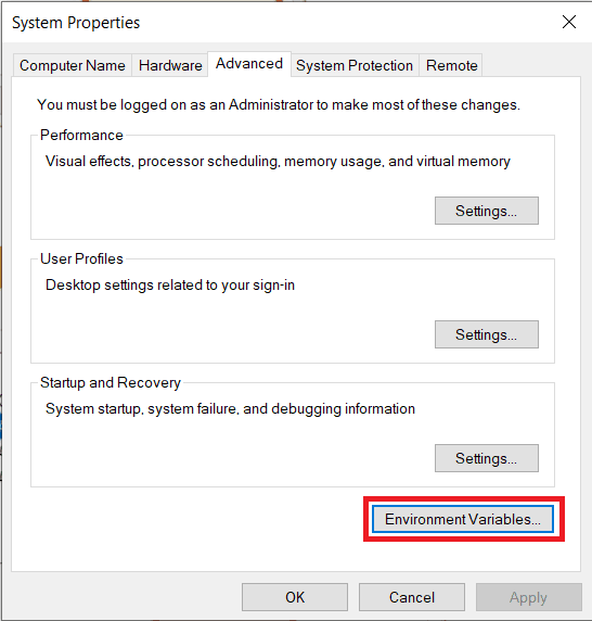 Click-on-‘Environmental-Variables...’-at-the-bottom-right-of-the-advanced-system-properties-dialog-box كيفية تثبيت FFmpeg على نظام Windows 10؟