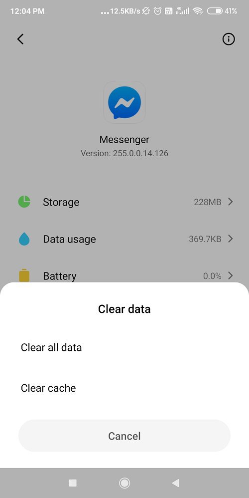Erase-Cache-and-Data-from-the-Messenger إصلاح لا يمكن إرسال الصور على Facebook Messenger