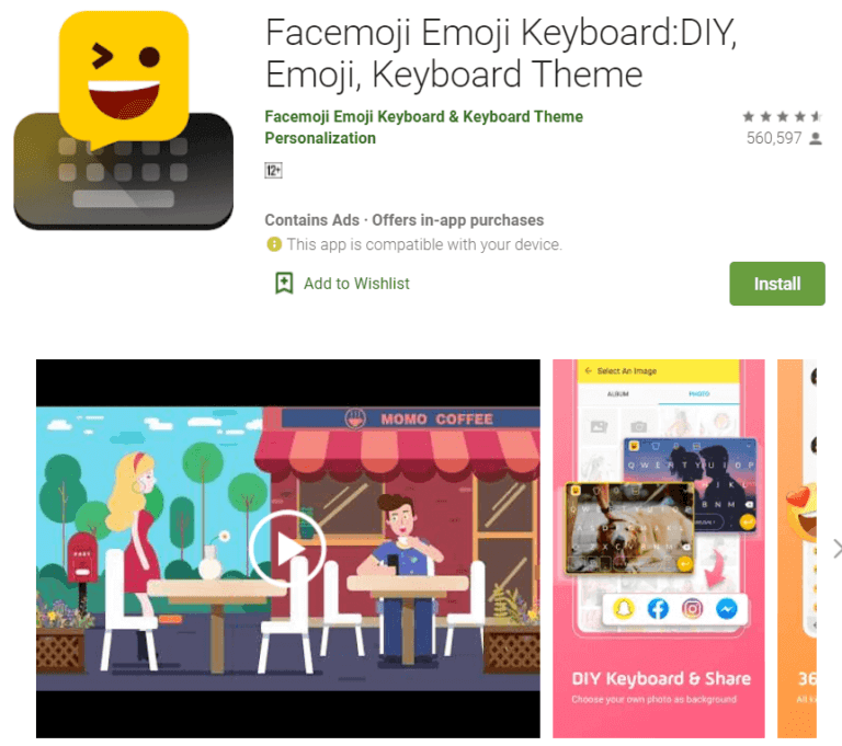 FaceEmojiEmoji-Keyboard-768x681-1 أفضل 10 تطبيقات لوحة مفاتيح مع GIF لنظام Android