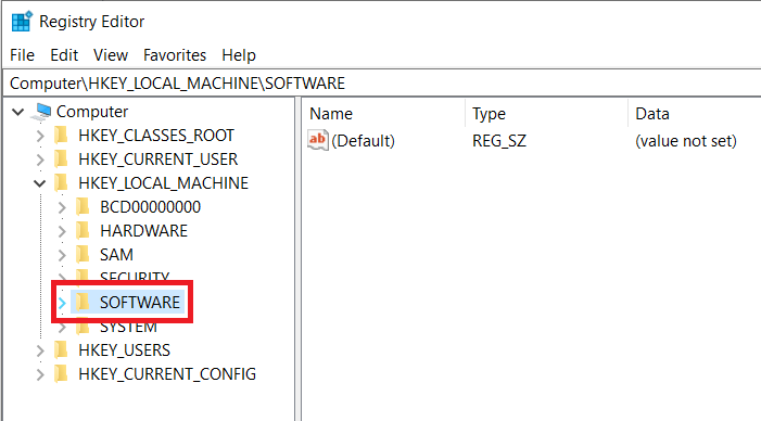 From-the-drop-down-items-open-up-SOFTWARE-by-clicking-on-the-arrow-next-to-it تمكين أو تعطيل التخزين المحجوز على Windows 10