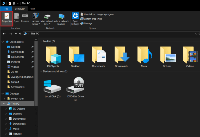 Go-to-This-PC-and-click-on-Properties-red-tick-on-a-white-background-in-the-top-left-corner-1-768x529-1 كيفية تثبيت FFmpeg على نظام Windows 10؟