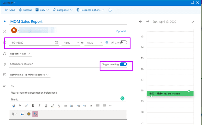 How-to-Add-Skype-Meeting-to-Outlook-Meeting-Invite-and-Cool-Tricks-11_935adec67b324b146ff212ec4c69054f كيفية إضافة اجتماع Skype إلى دعوة اجتماع Outlook (والحيل الرائعة)