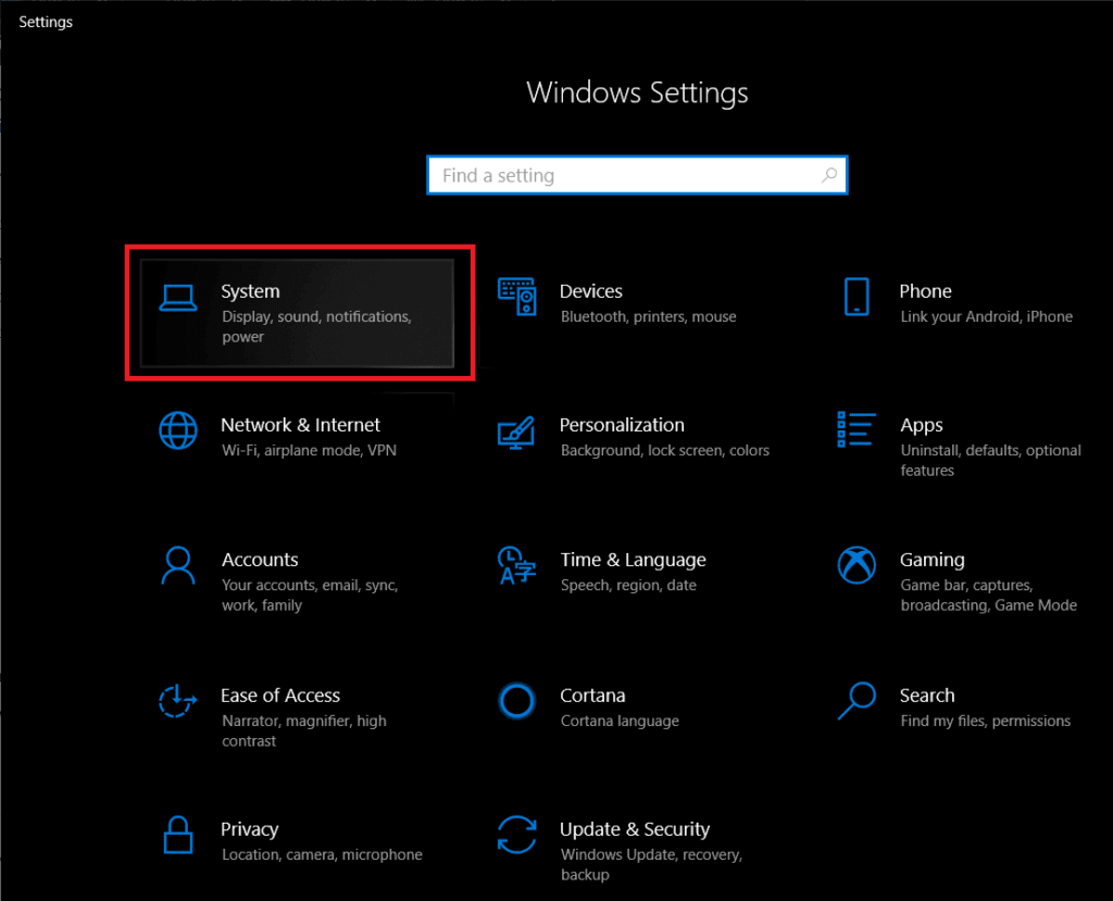 In-the-Settings-panel-look-for-System-and-click-on-the-same-to-open-1024x829-1 تمكين أو تعطيل التخزين المحجوز على Windows 10