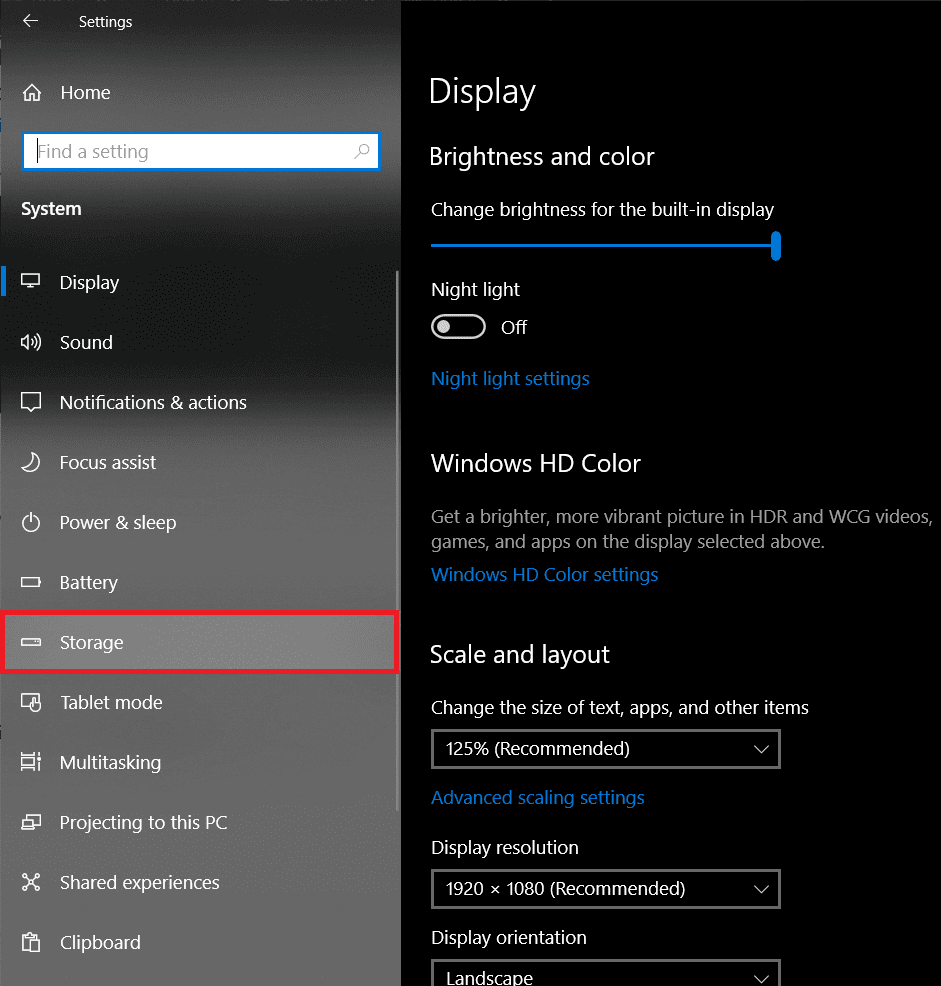 In-the-left-hand-panel-locate-and-click-on-Storage-to-open-Storage-settings-and-information تمكين أو تعطيل التخزين المحجوز على Windows 10