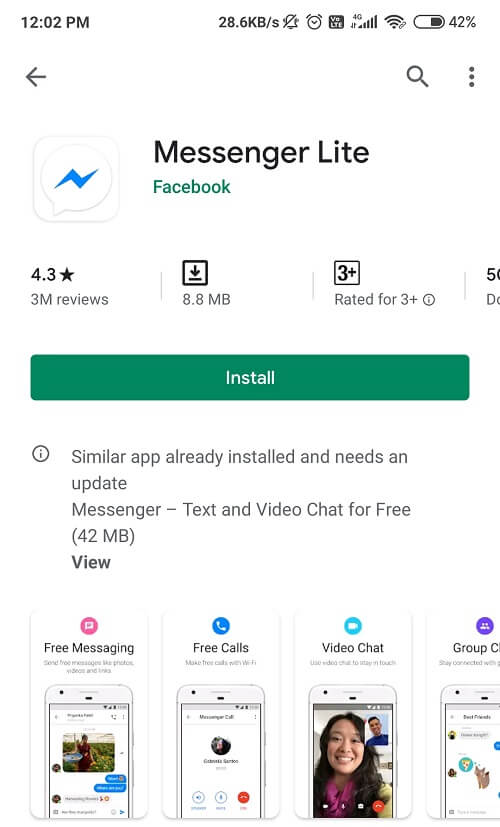 Install-the-latest-Version-of-Messenger-Lite-App إصلاح لا يمكن إرسال الصور على Facebook Messenger