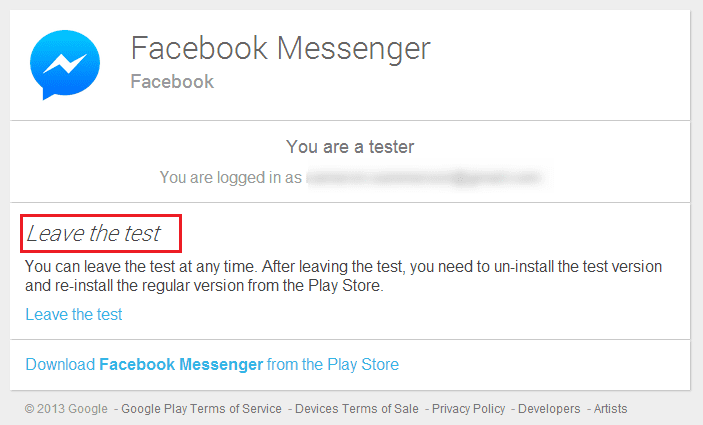 Leave-the-Beta-Program إصلاح لا يمكن إرسال الصور على Facebook Messenger
