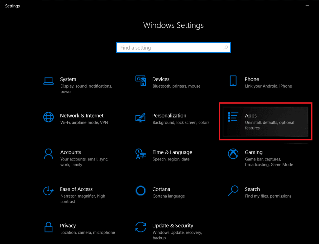 Open-up-Windows-Settings-and-click-on-Apps-1024x783-1 تمكين أو تعطيل التخزين المحجوز على Windows 10
