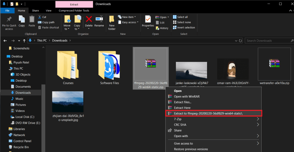 Right-click-on-the-zip-file-and-choose-‘Extract-to-1024x531-1 كيفية تثبيت FFmpeg على نظام Windows 10؟