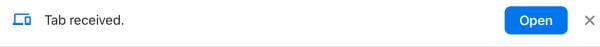 Sent-link-notification-Chrome-on-iPad كيفية مشاركة الرابط بين جهاز الكمبيوتر وجهاز Mac باستخدام Chrome