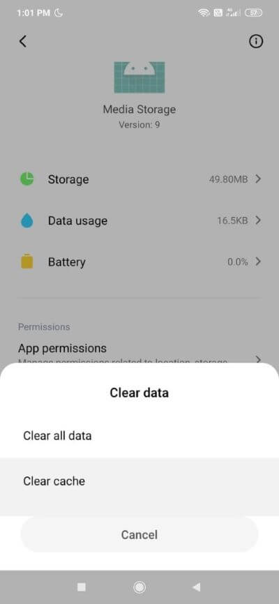 Similarly-tap-on-Media-Storage-then-press-the-delete-button-for-cache-and-data.-473x1024-1 إصلاح هاتف Android غير معترف به على Windows 10