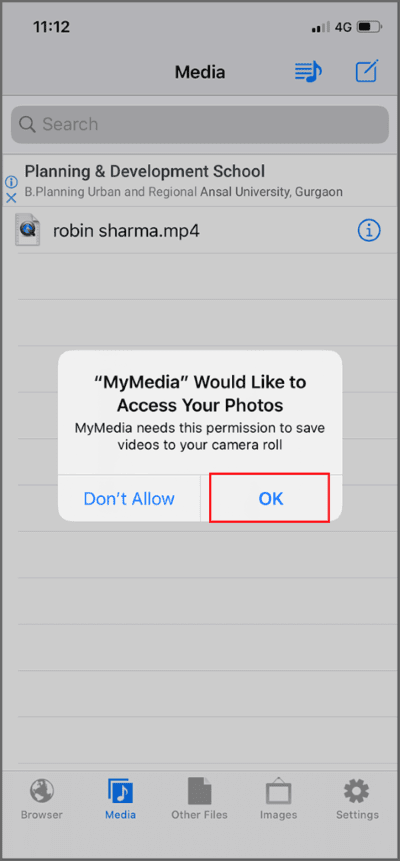 Tap-on-OK-to-allow-any-permission-that-this-app-needs-476x1024-1 3 طرق لتنزيل مقاطع فيديو Facebook على iPhone