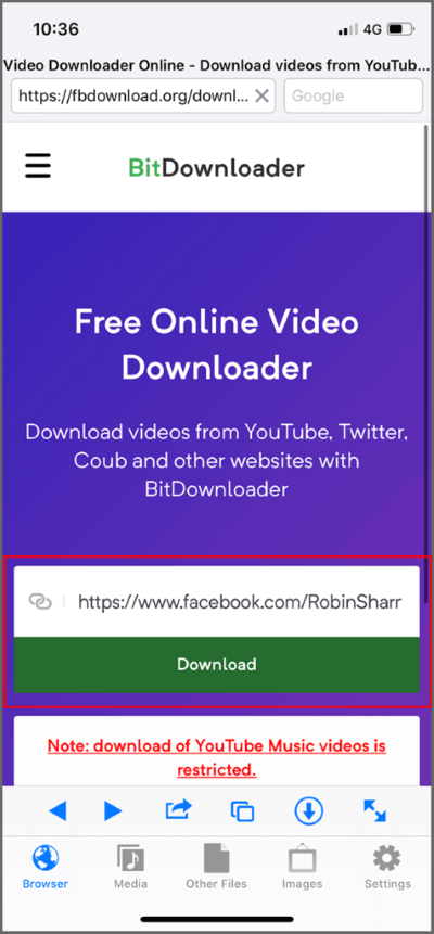 Tap-on-the-‘Download’-or-‘Go’-button-476x1024-1 3 طرق لتنزيل مقاطع فيديو Facebook على iPhone
