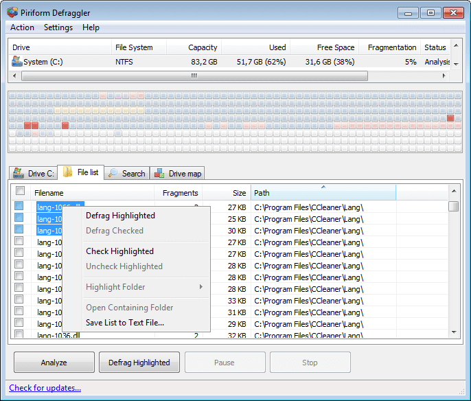 Use-Defraggler-to-run-defragmentation-of-your-hard-disk ما هي تجزئة محرك الأقراص الصلبة وإلغاء التجزئة؟