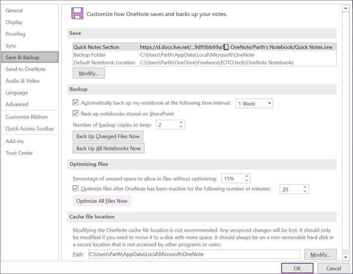optimize-files_935adec67b324b146ff212ec4c69054f كيفية إصلاح خطأ مزامنة OneNote على Windows و Mac