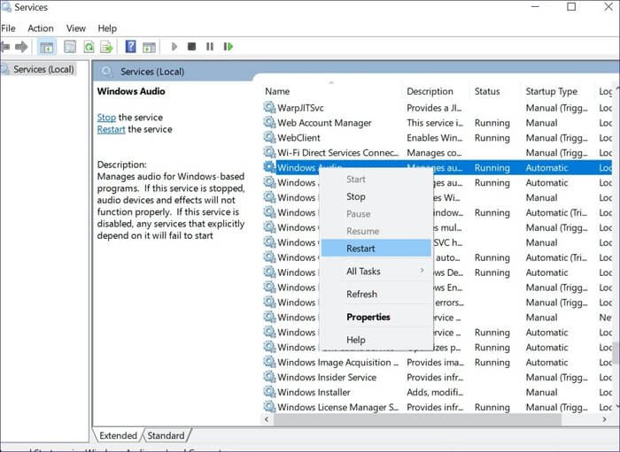 restart-windows-audio_935adec67b324b146ff212ec4c69054f كيفية إصلاح عدم عمل صوت Skype على Windows 10