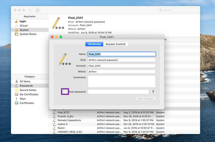 show-password_935adec67b324b146ff212ec4c69054f كيفية إظهار و عرض كلمات مرور Wi-Fi المحفوظة على الـ Mac