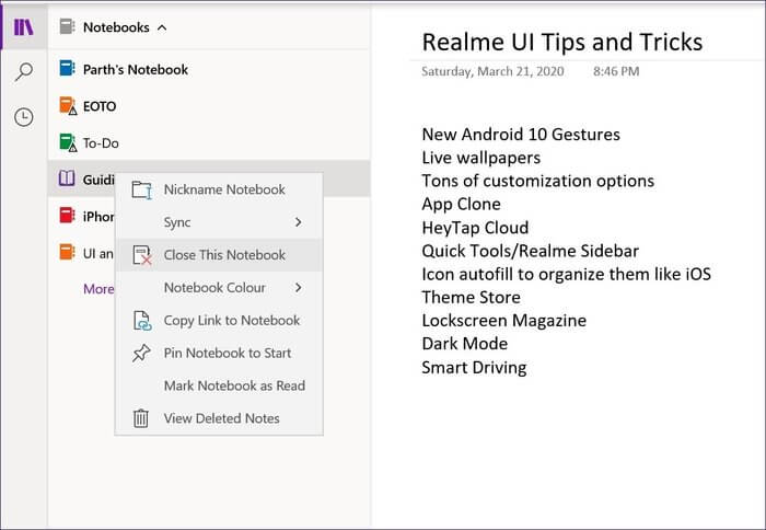 uwp-close-notebook_935adec67b324b146ff212ec4c69054f كيفية إصلاح خطأ مزامنة OneNote على Windows و Mac
