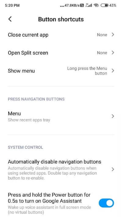 press hold button to turn Google Assistant on’ toggle that Off - كيفية إيقاف تشغيل Google Assistant على أجهزة Android