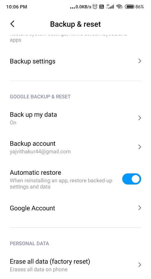 Click-on-Erase-All-Data-under-personal-data-section كيفية إعادة تعيين أو إعادة تشغيل هاتف Android الخاص بك؟