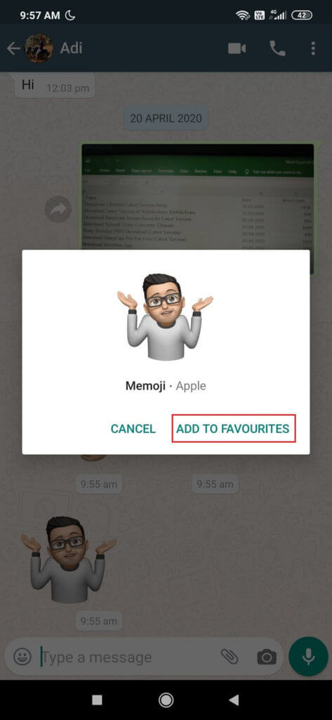Click-on-the-sticker-then-tap-on-Add-to-Favorites-473x1024-1 كيفية استخدام ملصقات Memoji على WhatsApp لنظام Android