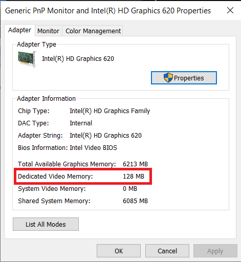 Dedicated-Video-Memory-will-also-be-displayed-in-the-same-window 3 طرق لزيادة VRAM المخصص في Windows 10