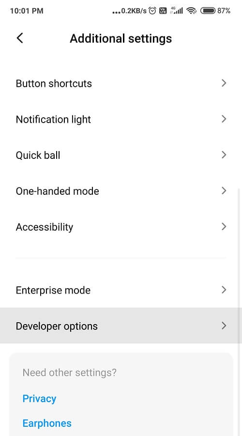 Find-the-Developers-option-and-tap-it كيفية إعادة تعيين أو إعادة تشغيل هاتف Android الخاص بك؟