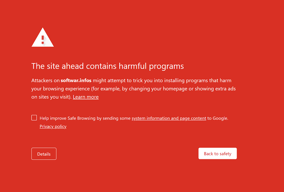 إصلاح تنبيه - الموقع يحتوي على برامج ضارة على Chrome - %categories